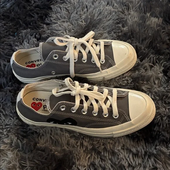 Gray and White Low-Top Sneakers - Picture 1 of 4